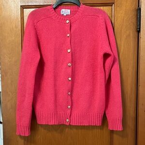 SHETLAND 100% wool bright pink cardigan sz L